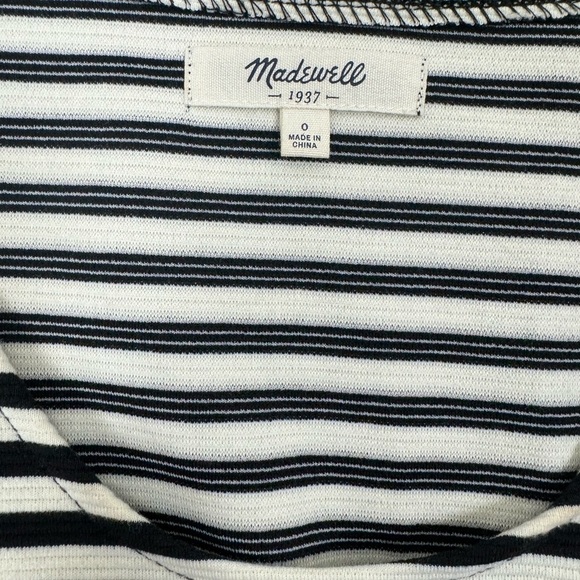 Madewell Black Striped Bistro Skater Dress with Pockets Size 0 - Picture 3 of 7